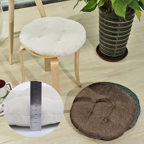 Pyöreä futon tyyny, japanilainen pellava istuintyyny Paksu 8 cm lokero Valkoinen Jooga Parveke Lattia Tatami Matt tuoli Cu