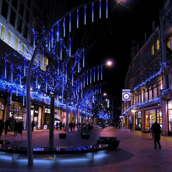 Europæisk standard 30 cm 8 sæt hule blå lys til mænd og kvinder udendørs julepynt, til indendørs og