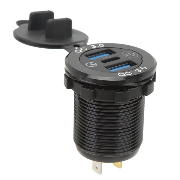 USB Oplader Stik 3 Porte QC3.0 Multipel Beskyttelse Vandtæt Dæksel til Biler Lastbiler RV'er