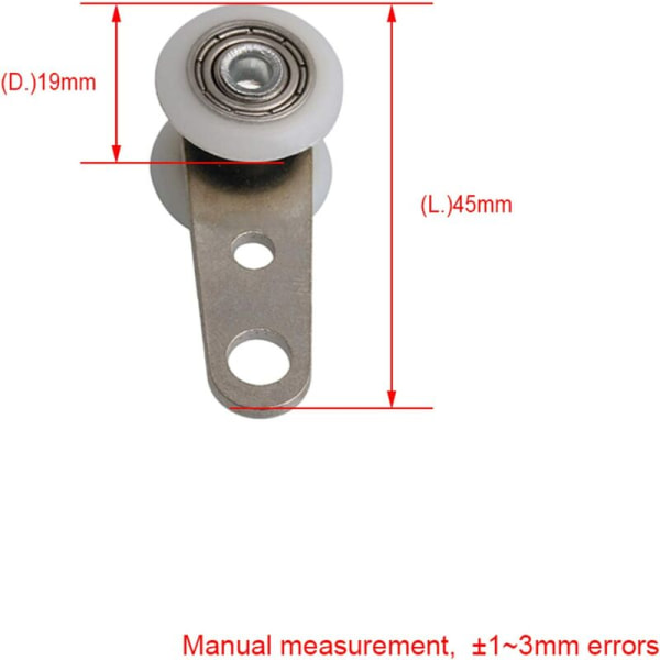 Set med 10 rullar för burspråk eller skjutdörrar - metall och plast - 4,4 x 2,3 cm