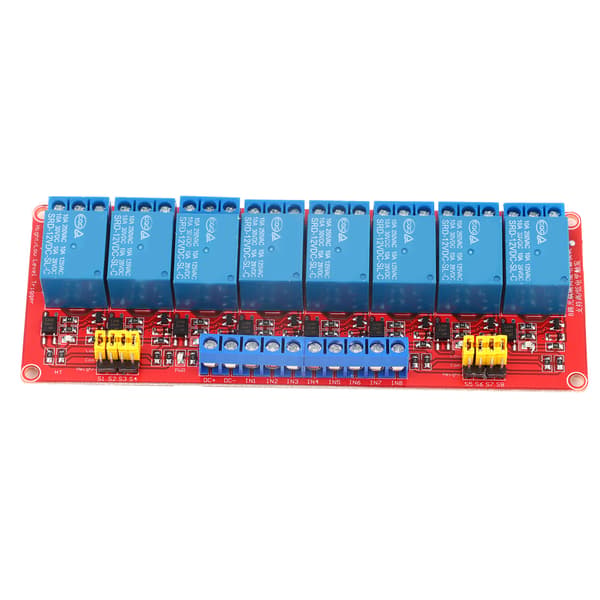 8-kanals Optokopplare Relämodulkort 12V Hög Låg Trigger