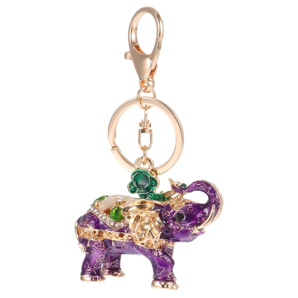 1st bedårande 3d elefant nyckelring hängande väska hängande dekor bil nyckelring hänge Purple