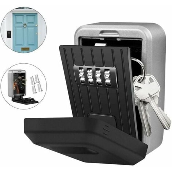 Aluminum Alloy Wall-Mounted Key Box Waterproof 4-Digit Password Portable Large Capacity Anti-theft Storage Case for Key