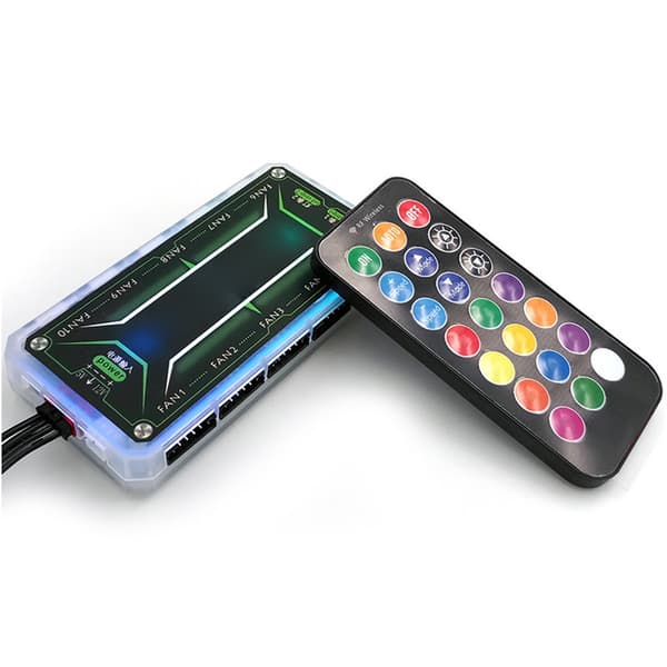 RGB PC Kabinet Blæser Controller Bundkort Synkronisering Stærk Luftstrøm Musik Rytme Sensor ABS RGB LED Controller