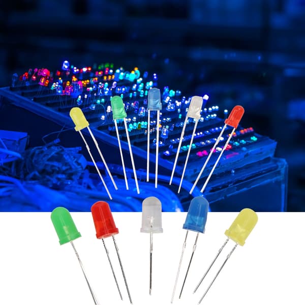 300 stk. 3 mm 5 mm LED-lysdiode-sett Gul Grønn Blå Rød Hvit