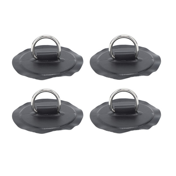 4 stk. D-ring pad PVC rund form stærk rustfrit stål D-ring til båd tømmerflåde paddle board sort