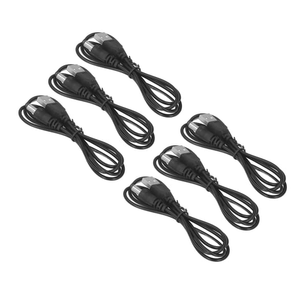 6 stk. 5V DC-stik strømkabel USB 2.0 A han til 5.5x2.1mm opladningsstik sort