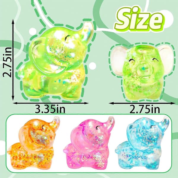 Glitter Squishy Djur 1 st Elefant Stressbollar Squishy Leksaker för Vuxna Barn, Squishy Elefant Sockerboll Sensoriska Leksaker, Kläm Squishy Boll Green
