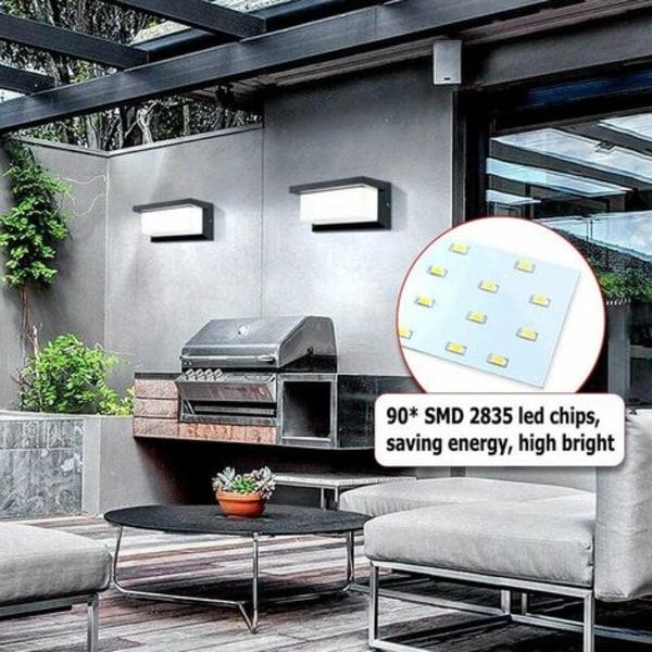 Moderne udendørs LED væglampe 12W vandtæt IP65 antracit aluminium belysningsdekorationslys til gårdhave ter