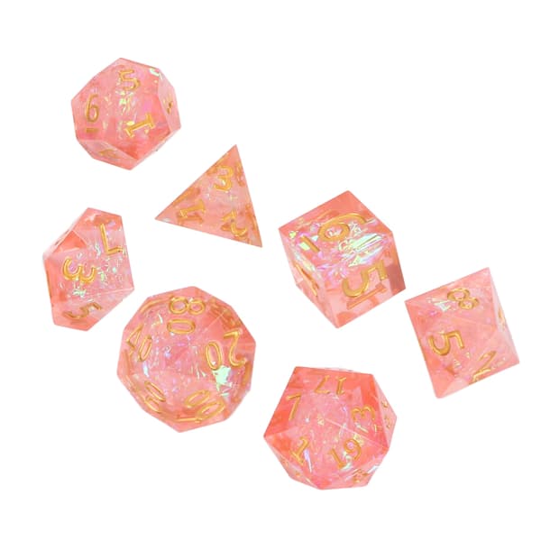 7 st Rosa Harts Polyedriska Tärningar Set Tydliga Siffror för Rollspel Brädspel