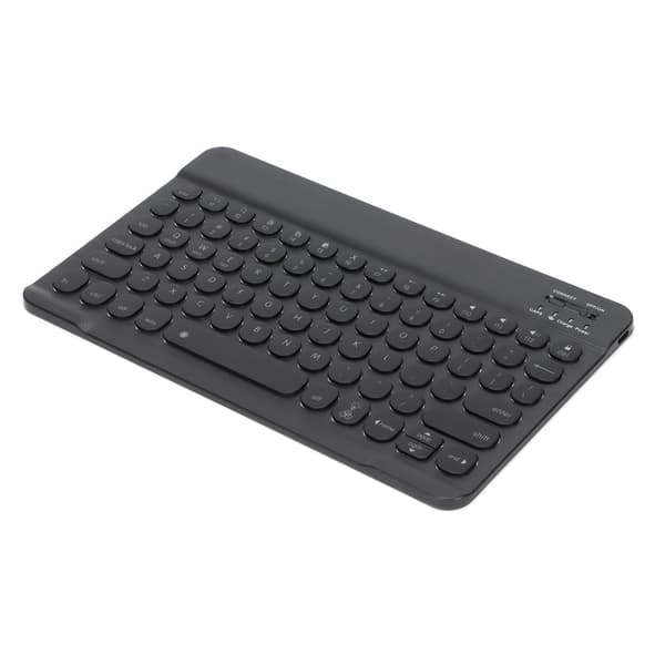 Trådløst rundt tastatur med baggrundsbelyst børstet overflade 10 tommer Android Windows iOS Sort