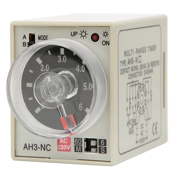 Tidsrelæ Mini Multi Tidsperiode Justerbar a B Mode AH3 NC AC220V 50/60Hz