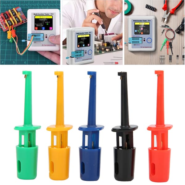 20 stk. farverige små krogklemmer testprober multimeter tilbehør til elektronisk test