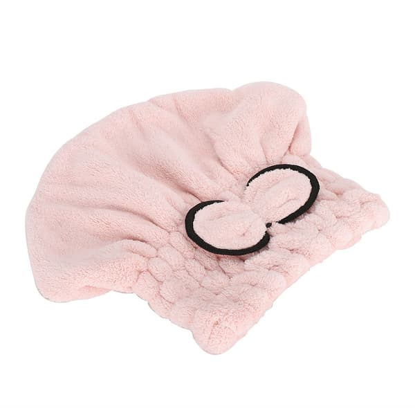Badehætte Sløjfe Dekoration Badeværelseshatte Hurtigtørrende Kvinder Piger Dame Badehårshat Pink