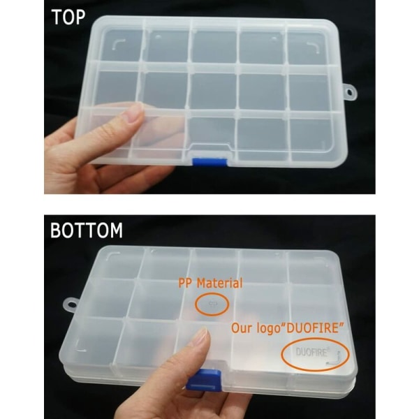 Kotitalouksien moniverkkoinen läpinäkyvä säilytyslaatikko korujen organizer lääkerasia (15 ristikkoa),