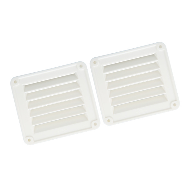2 stk. Hvit rektangulær luftventil sideeksosport ventilasjonsåpning