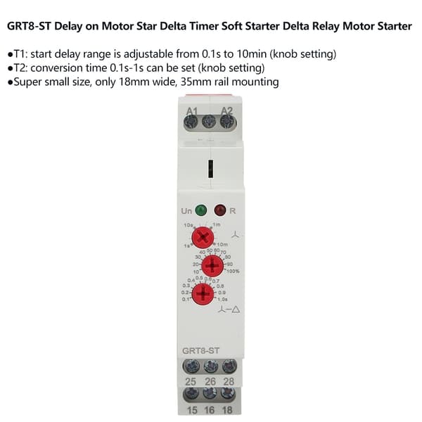 GRT8 ST Motorstartare Fördröjningstimer Mjukstartare Delta Relä AC230V