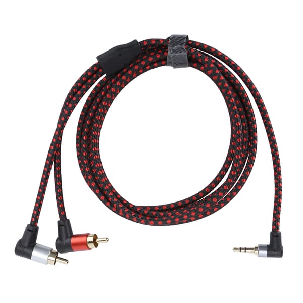 90 Graders 3,5 mm Hanstik til 2 RCA Han Audio Kabel ABS Stereo Mikrofonkabel til DVD Højttaler 2m