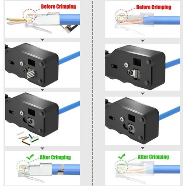 GJ671BL RJ45 Crimpeværktøj til CAT5/CAT5E/CAT6/CAT6A/CAT7 netværksstik RJ45 netværksstik Crimp og telefonstik