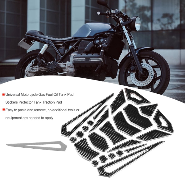Moottoripyörän kaasutankin tyynyn universal vetotyyny (musta hopeisella reunalla)