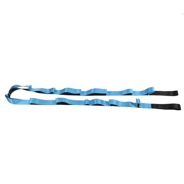 12 öglor yogastretchband i nylon, oelastiskt för yoga, pilates, gymnastik, blått