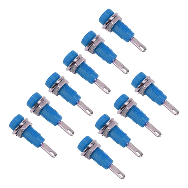 10 stk. J.40003 2 mm bananstik panelstik forlænget poststikadapter blå til elektroniske instrumenter