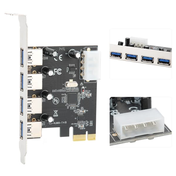 4 Port USB 3.0 PCIe Kort Konverter NEC Adapter