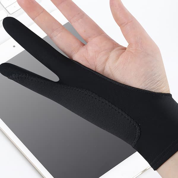 Tegnetablet Handske 3 Lag 2 Finger Åndbar Anti-Smuds Kunstner Skitse Sort