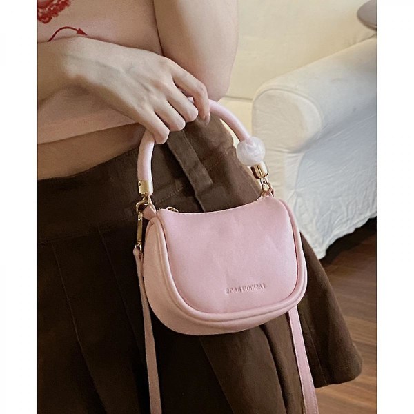 High Sense Bag One Shoulder Armhåla Väska Mångsidig Messenger Small Square Bag Pink)