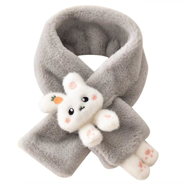 Tecknad kaninform Matchande scarf lurvig toddler Vinter Varm Tjock Casual Färgmatchning Plysch mjuka halsdukar Gray