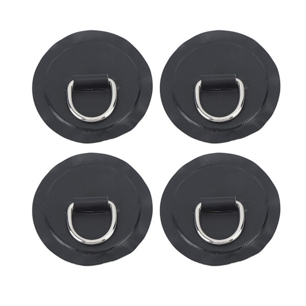 4 stk. D-ring pad PVC rund form stærk rustfrit stål D-ring til båd tømmerflåde paddle board sort