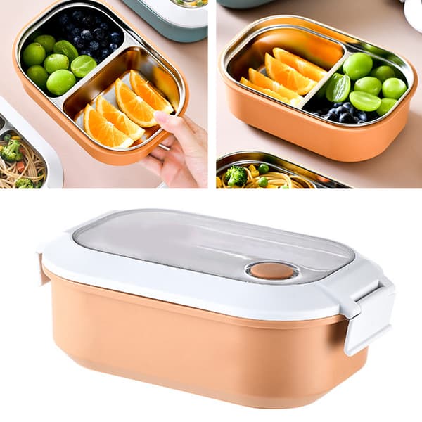 Rostfri Stål Isolerad Läcksäker Söt Orange Lunchlåda Bento Box för Skola Kontor