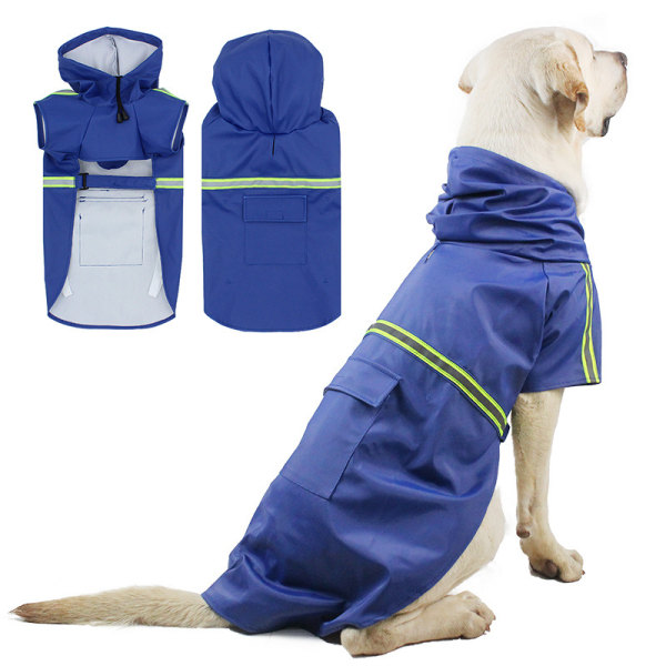 Hupullinen Big Dog Rain Poncho Heijastava sadetakki koirille Lemmikkien vaatteet - Tummansininen L 3 - 5kg,