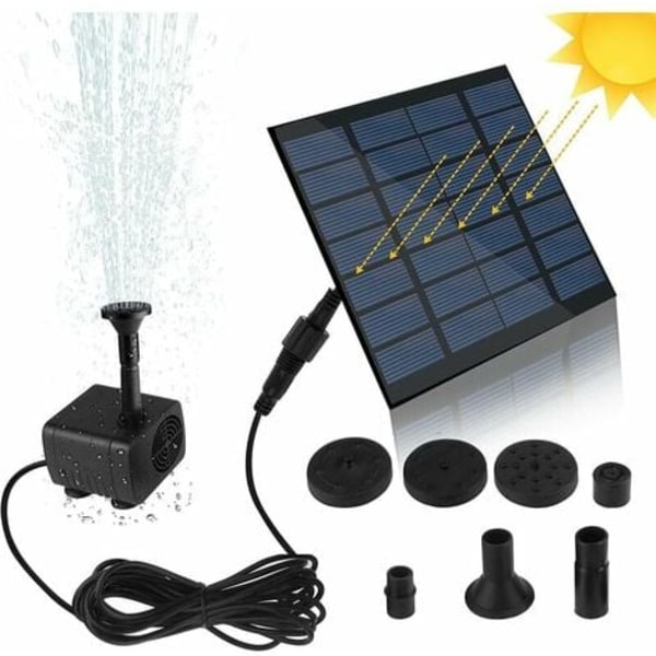 Solar Fountain Pump, Water Pump with 1.2W Monocrystalline Solar Panel for Garden Pond, Fish Pond, Small Pond, Black