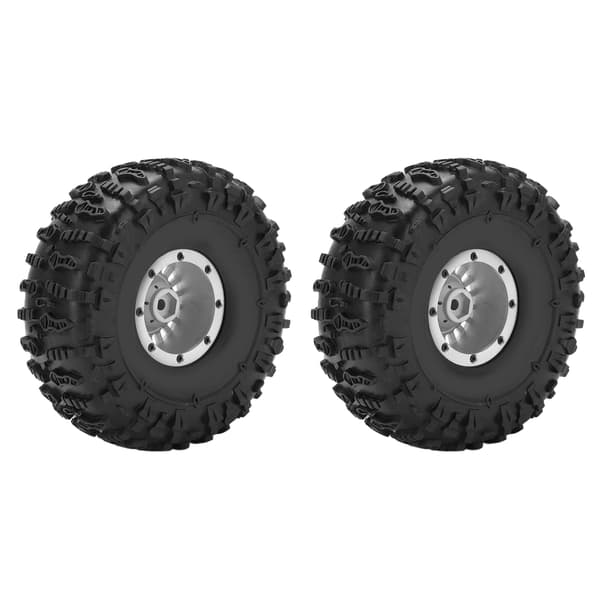 2-pack RC Bil Aluminiumlegering Däck Stark Dämpning Gummihjul Silver