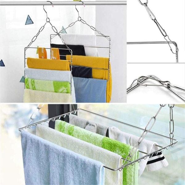 Multifunctional Clothes Drying Rack, Stainless Steel Laundry Clothes Drying Hanger for Hanging Clothes, Towels, Socks