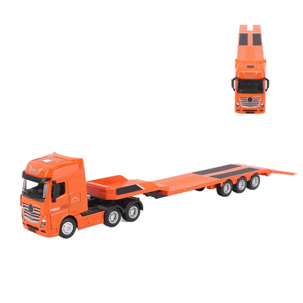 Alloy Engineering Fladvognstrailer Legetøj 1 50 Skala Statisk Model Orange til Børn Over 8 År