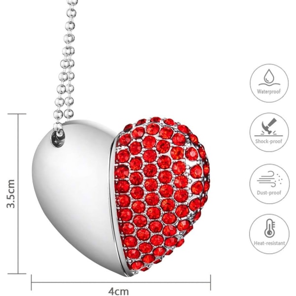Hjärtformad U-skiva (64 GB rött diamanthjärta),