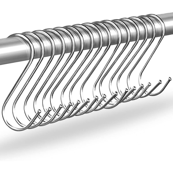 Piao rustfrit stål, S-kroge Stor pakke med 15 stk. til køkken, badeværelse, soveværelse og kontor 9 Cm Sølv S-kroge rustfrit stål (sølv)