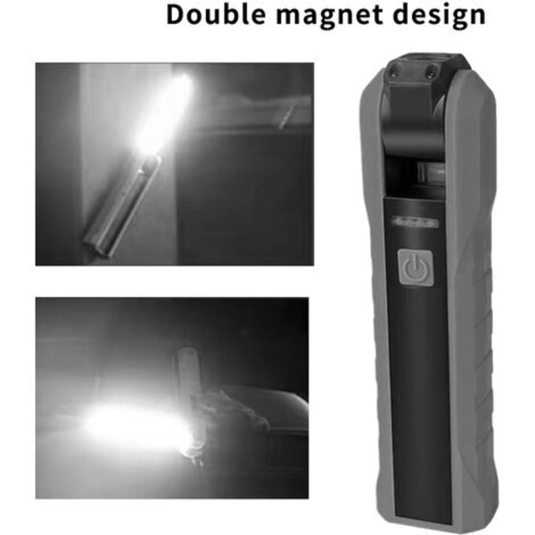 Genopladeligt Led arbejdslys, Guiseapue arbejdslys 5 tilstande Mekanisk lys Foldbar lommelygte med magnetisk base Inspicer