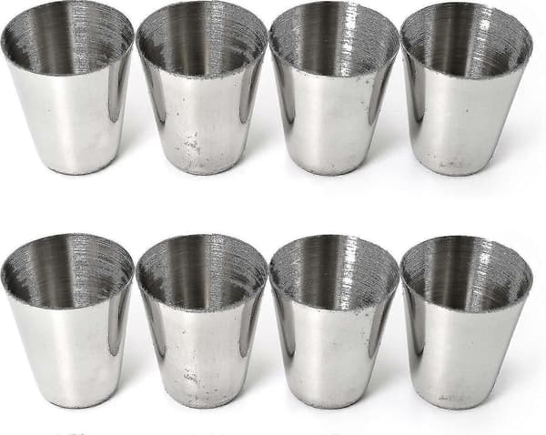 8 stk. snapseglas med kopholder, snapseglas i rustfrit stål, 30 ml