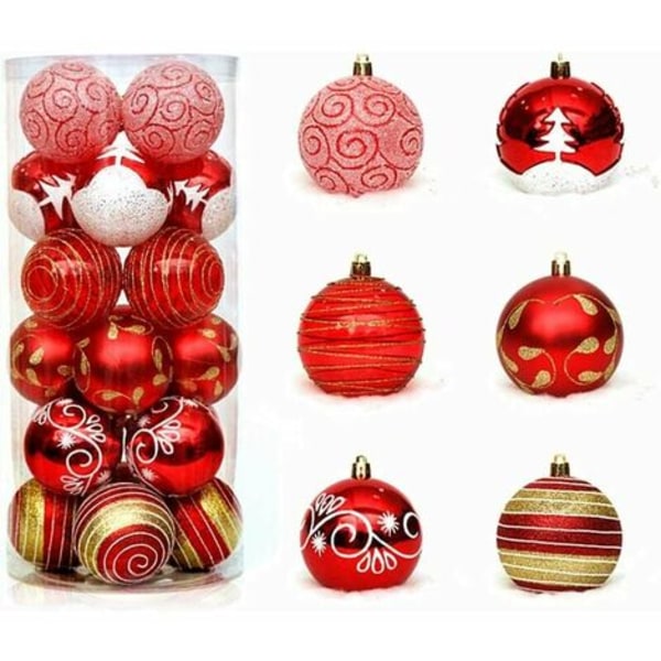 Christmas Ball Baubles, 2.36" Shatterproof Glitter Powder Paint Hanging Baubles Pendant for Christmas Tree Decoration(24