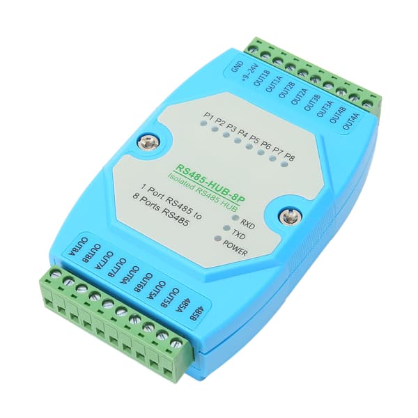 RS485 Industriel Hub 8 Porte 300 til 460800bps 32 Noder Selvtilpassende Halv Duplex Repeater Relæ Forlængelse