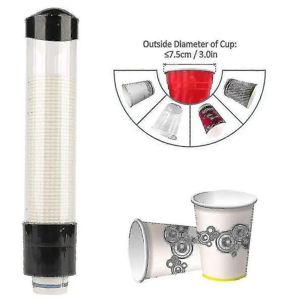 Kopdispenser - 60 papirkopper plastik kopdispenser, One Touch Button kopholder Better-Yvan