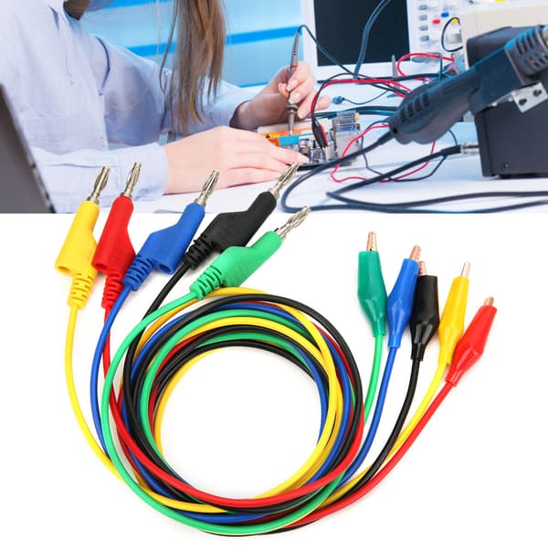 5 stk. 4 mm 1 m stabelbar bananstik til klemme testledning kabel til multimeter