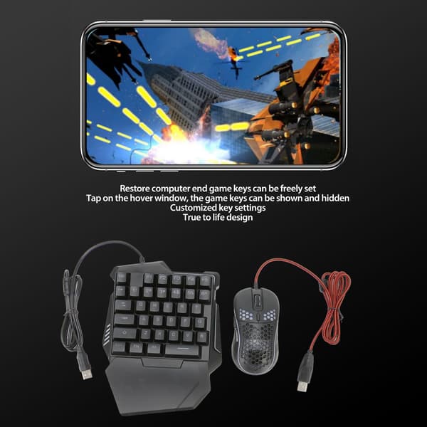 4 i 1 Mobil Gaming Combo Bluetooth Controller Tastatur Mus Konverter til Android iOS