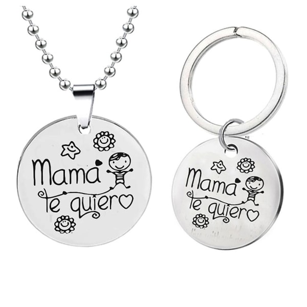 20 st av en väska Creative Mama Te Quiera Brevnyckelring Mors dag hänge present i rostfritt stål Nyckelring Halsband till mamma