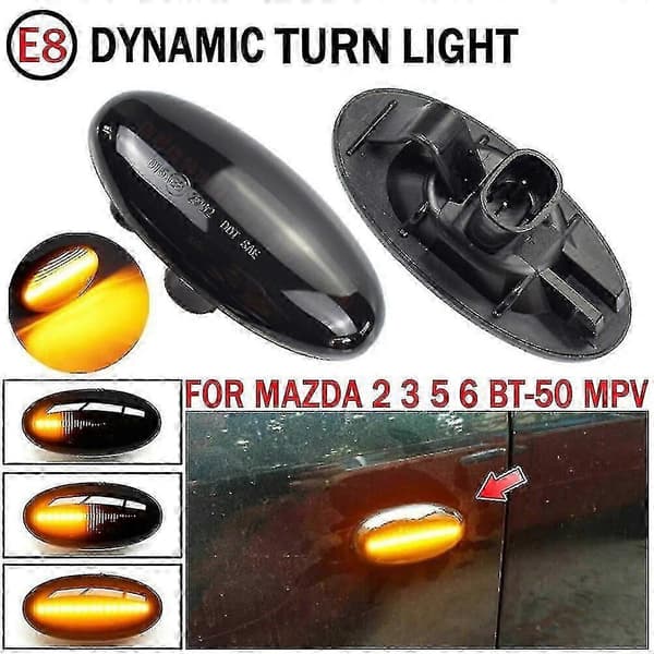 2x Til Mazda 2 3 5 6 Bt-50 Mpv 2004 2005 2006 Led Dynamisk Blinklys Sidemarkeringslys Sekventiel Blinkerlampe-Yvan 2PCS Dynamic Crystal