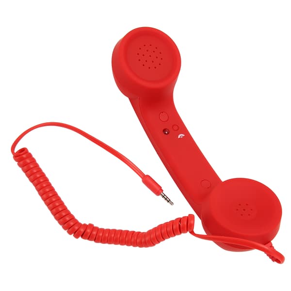 Retro Telefonhåndtsett 3,5 mm Plugg Strålingssikker Kablet Mottaker for Smarttelefon PC Rød