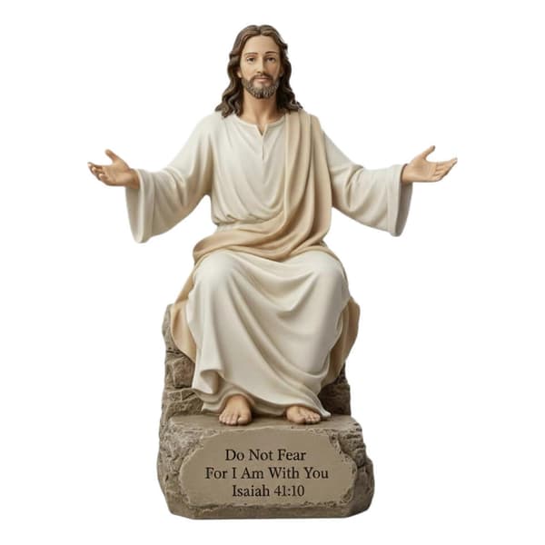 Jesus Blessing Statue - Open Arm and Bible Base - for Prayer Rooms and Desks A